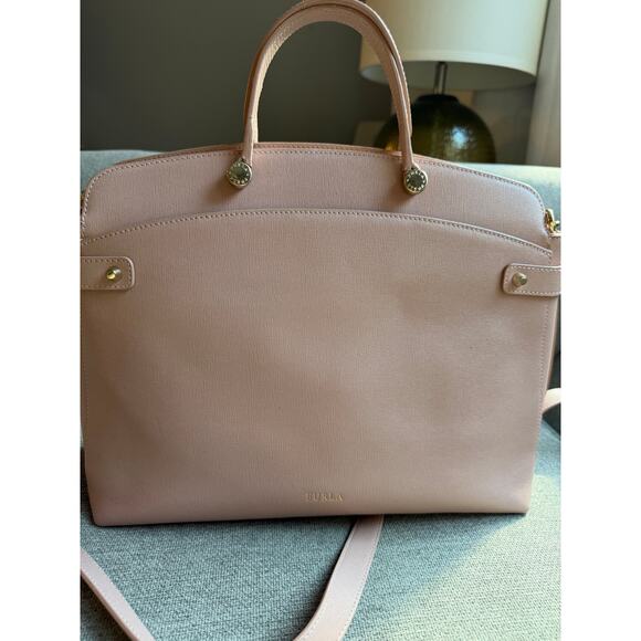 Furla Agata Medium Saffiano Leather Satchel with Strap Light Pink - Picture 4 of 16